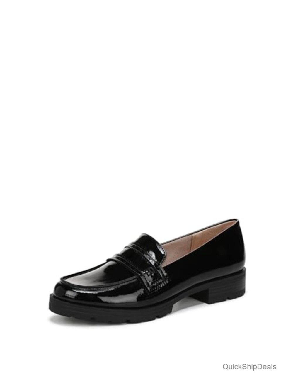 Faux Leather Chunky Loafers Slip-On Block Heel Comfort Casual